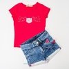 Conjunto Mon Shorts jeans e camiseta gatinha Ser Garota