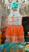 Conjunto infantil cropped e saia tule Tutti Frutti Mon Sucré