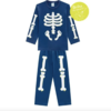 Pijama infantil menino esqueleto azul brilha no escuro