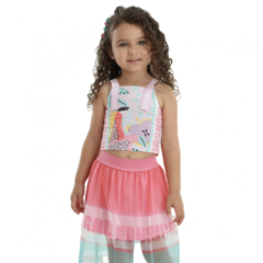 Conjunto infantil cropped e saia tule Tutti Frutti Mon Sucré - comprar online