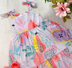 Vestido infantil midi frutas Mon Sucré verão - Espoleta Malagueta