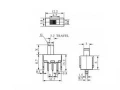 Chave Hh Mini 3 Terminais 2 Posições 180° 5,8x12,2mm - comprar online