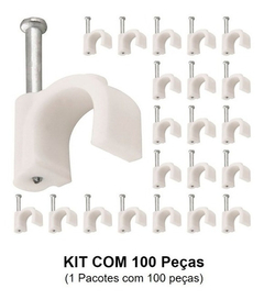 Fixa Fio Rg6 Branco 8mm Kit Com 100 Unidades (1 Pacote) - Ponto de Eletrônicos Acessórios Ltda