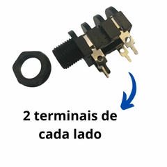 Jack J10 P10 Fêmea Mono 4 Terminais Longo Circuito Fechado - Ponto de Eletrônicos Acessórios Ltda