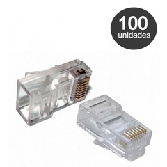 Kit 100 Conector Rj45 Utp Cat5 Banho De Ouro Cabo De Rede