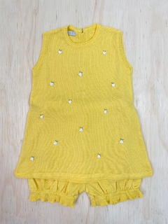 Vestido Trapézio Curto com Rococós Amarelo - comprar online