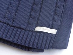 Manta canelada com tranças Marinho - Baby Fio Tricot Infantil