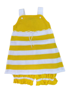 Conjunto banho de sol Listrado Amarelo/Branco