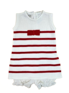 Vestido Trapézio Curto Branco e Vermelho