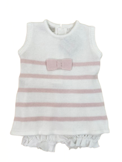 Vestido Trapézio Curto Branco e Rosa