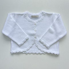 Bolerinho Crochê Branco - Baby Fio Tricot Infantil