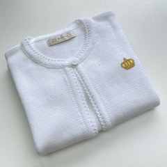 Casaco Coroa Branco - Baby Fio Tricot Infantil
