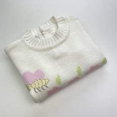 Blusa Carrinho de Flor Marfim - Baby Fio Tricot Infantil