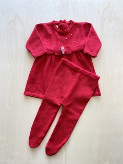Vestido laço com pérolas vermelho - comprar online