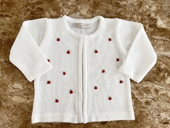 Casaco frutinhas. Branco. - Baby Fio Tricot Infantil