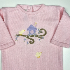 Macacão Rosa Casa Passarinhos - Baby Fio Tricot Infantil