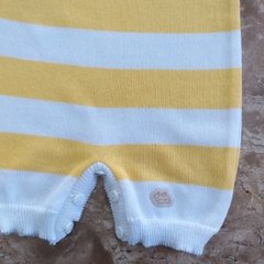 Macacão Banho de Sol Amarelo e Branco - Baby Fio Tricot Infantil