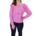 Remera de lanilla con volados en v, rosa, talle unico (mf050621) en internet