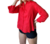 Camisa de gabardina elastizada, talle 3, manga 3/4, roja (i010815)