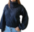 Sweater de cuello alto doble tejido, negro, talle unico (t030322)