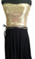 Vestido de fiesta de lentejuelas y viscosa, elastizado, strapless, con lazo, negro y dorado, talle unico (oh030817) - Namaste Argentina