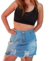 Falda de jean con roturas, celeste, talle 40 (bb150124) - comprar online