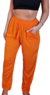 Pantalón de fibrana con cintura elastizada, naranja, talle único (bb030124)