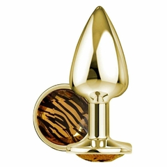 PLUG ANAL DIAMOND ANIMAL PRINT DOURADO PEQUENO DELICIOUS