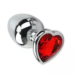 Plug Anal Cônico com Cristal Formato Coração P VERMELHO Sexy Import