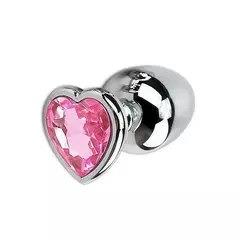 Plug Anal de Aço com Cristal Coração G ROSA Sexy Import