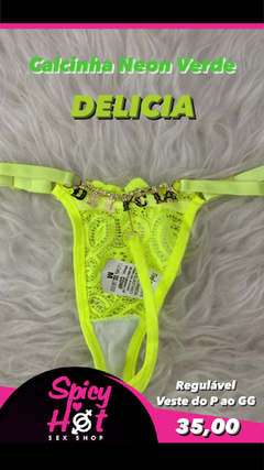 Calcinha Nome Delicia Verde Neon Tallyta