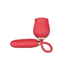 Vibrador Vermelho Duplo em Formato de Rosa