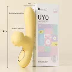 VIBRADOR RABBIT MINI DUPLO DE SUCÇÃO E ESTIMULAÇÃO AMARELO