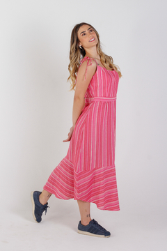 Vestido Belém Rosa Listrado - comprar online