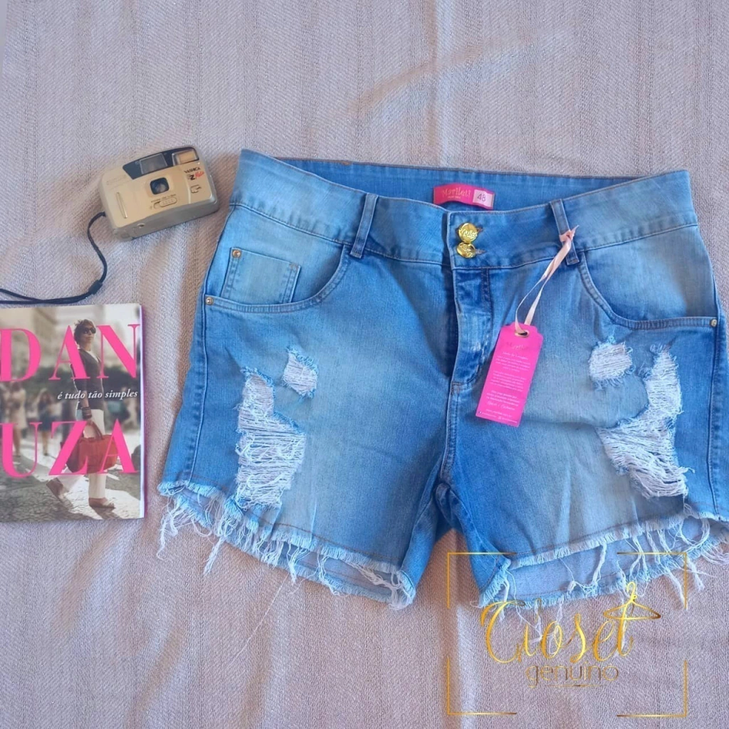 Short Jeans Destroyed Barra Desfiada Plus Size