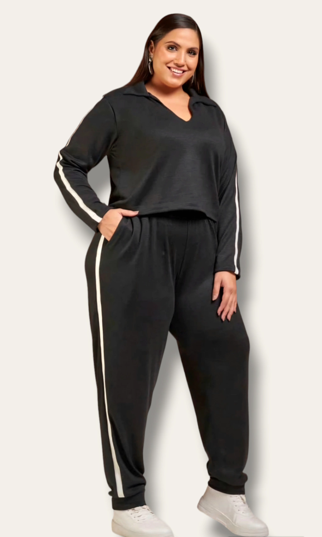 Conjunto Preto Malha Tricot Plus Size