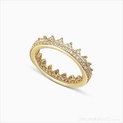 Anel Coroa Banho Ouro 18K Semi Joia