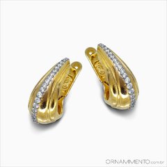 Brinco Argola Gota Zircônias Folheado Ouro Semi Joia