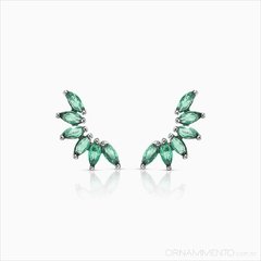 Brinco Ear Cuff Mini Navetes Verde Rodio Negro