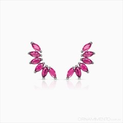 Brinco Ear Cuff Mini Navetes Vermelho Rodio Negro