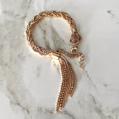 Pulseira Trançada com Franjas Folheado Ouro 18K