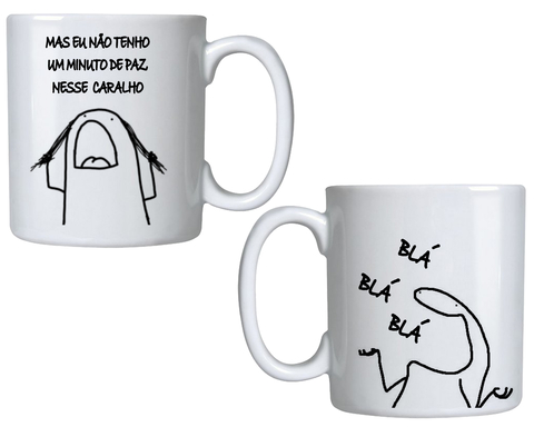 Caneca Não Tenho um Minuto de Paz Meme Flork Boneco Palito de