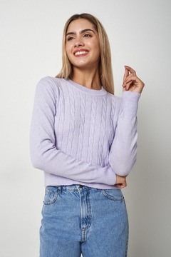Sweater trenza corto hilo grueso