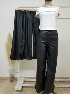 Pantalon wide leg de ecocuero