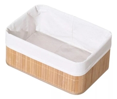 Canasto Organizador Cesto Ropa Decoración Bambu 38x28x16 Cm Color Beige