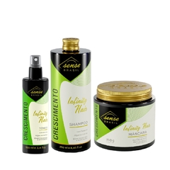 Kit Shampoo, Mascara de Nutricao e Fluido Capilar Sense Brasil Infinity Hair Crescimento