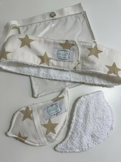 VINCHA Y PAR DE PADS ESTRELLAS BEIGE