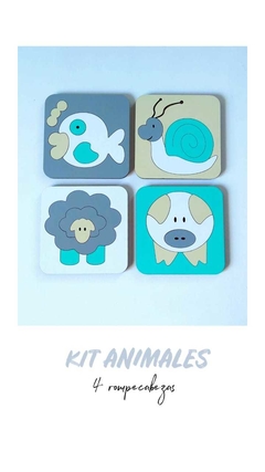 KIT 4 ROMPECABEZAS - modelo ANIMALES COLORES PASTELES