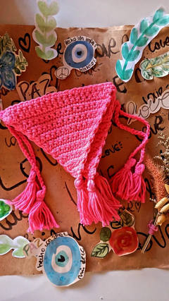 Banderin crochet rosa chicle