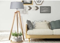 A26-lámpara de pie madera pantalla gris - comprar online